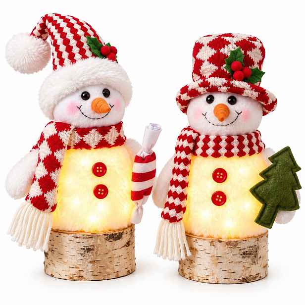 Led Figurky Sněhuláka 2 Ks 33 CM S Podsvícením, Ozdoba Na Stůl
