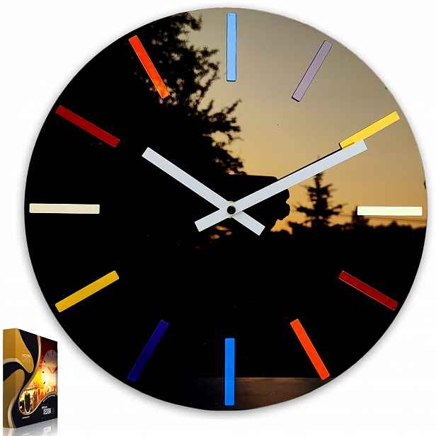 Nástěnné hodiny v moderním akrylovém stylu Colorfull Black Kulatý Křemenné