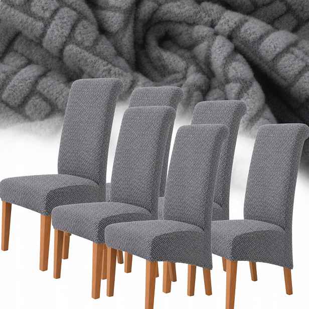 Potah Na Křeslo XXL Žakárová Jedlička 6 Ks Elastický Oeko-tex Šedý