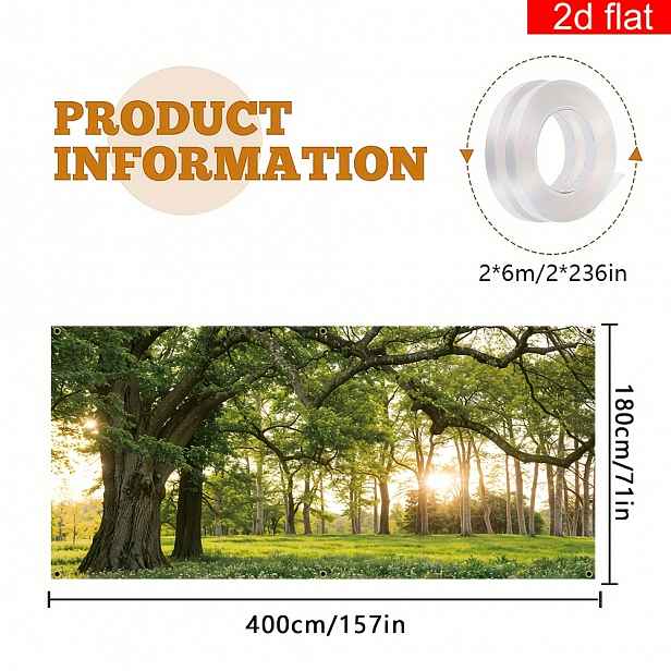 TEMU 2D Dveřní Banner, 2D Plochý Banner, 1ks Vítejte Garážový Banner, Polyester, Světlý a Odolný, Velký Nástěnný Banner s Lesním Vzorem pro Domácí