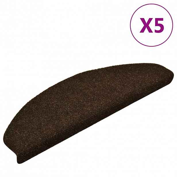 vidaXL Schodové rohože samolepicí 5 ks 65 x 21 x 4 cm hnědé, půlkulaté, velké