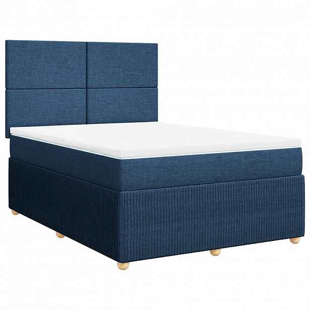 vidaXL Box spring postel s matrací modrá 140x200 cm textil