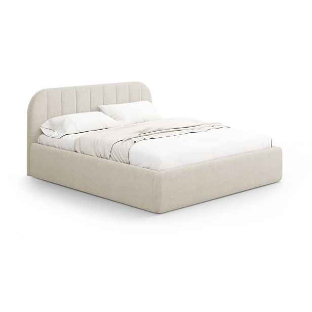 Krémová čalouněná dvoulůžková postel s úložným prostorem s roštem 180x200 cm Juno – Windsor & Co Sofas