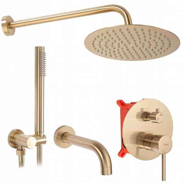 Sprchový set s baterií Lungo 150 mm, kartáčované zlato Box (REA-P660)