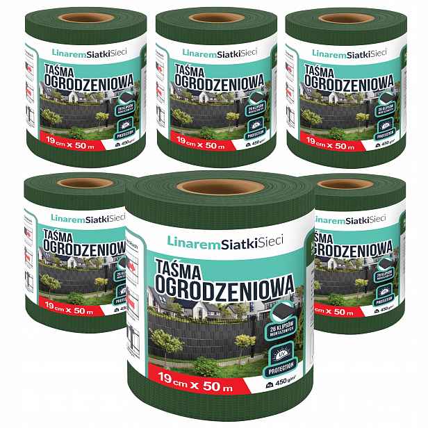 Stínící Panelové Pásy 19 cm x 50 m Uv Ochrana Na Ploty Zelená Sada 6 Ks.