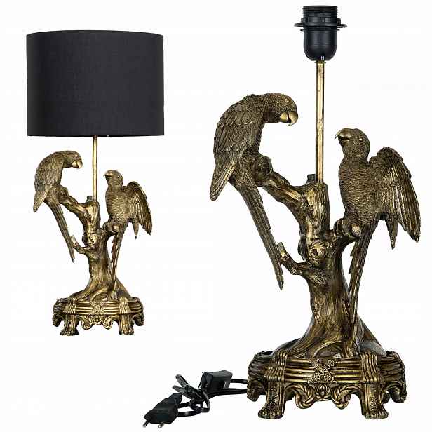 Stolní Stojací Lampa Zlatá Papoušci do ložnice retro bez stolního krytu