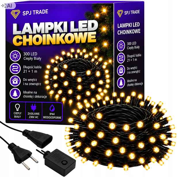 Vánoční Osvětlení Na Stromeček 300 Led Venkovní, Teplá Bílá, Délka 21 M