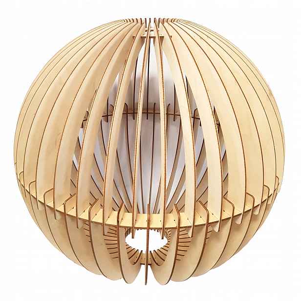 Dřevěné stínítko pro lampy E27 Loft XXL koule 50 cm dřevo