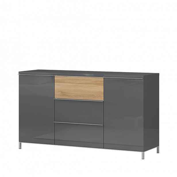 Komoda ONYX - K23/ON antracit lesk/ořech pacific lesk