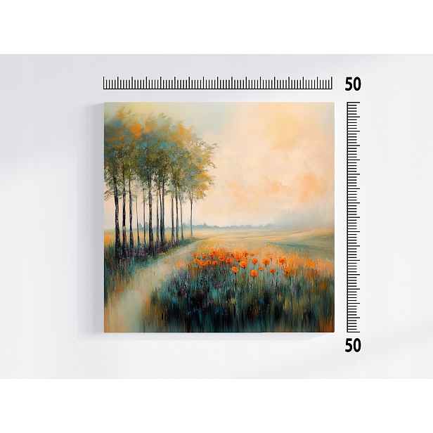 Obraz Na Plátně Canvas Krajina Venkovní Krajina Květiny Máky Stromy 50x50