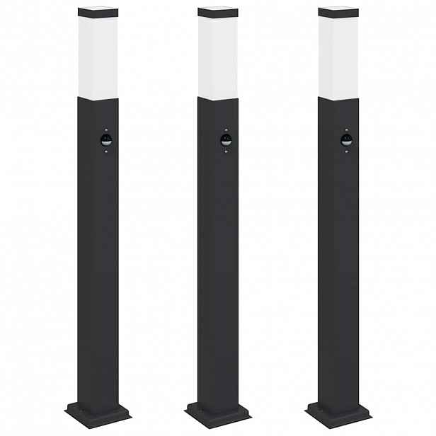 vidaXL Sloupková světla se senzorem 3 ks 80 cm černá IP44
