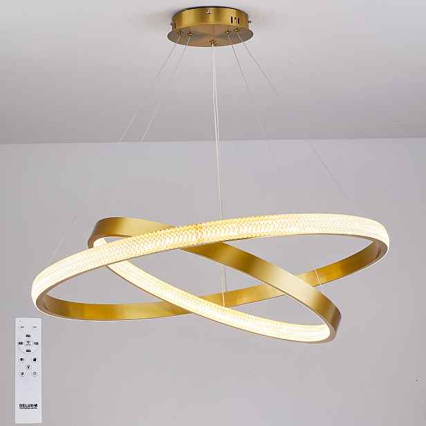 Závěsná lampa zlatá 2-bodová Led s dálkovým ovládáním, regulace barvy světla