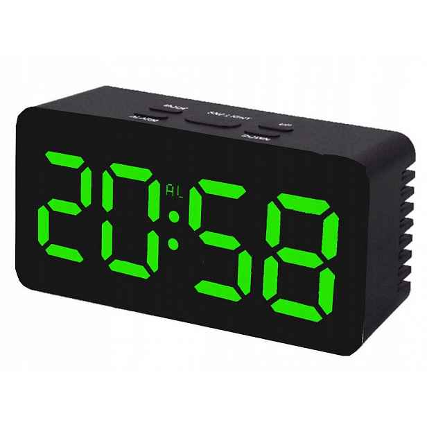 Zelený Čitelný Led Budík S Teploměrem Jvd SB3658.1 Alarm