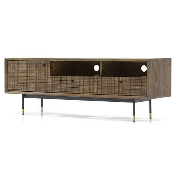 LivinHill TV stolek Maze 160 cm z masivu hnědý/černý