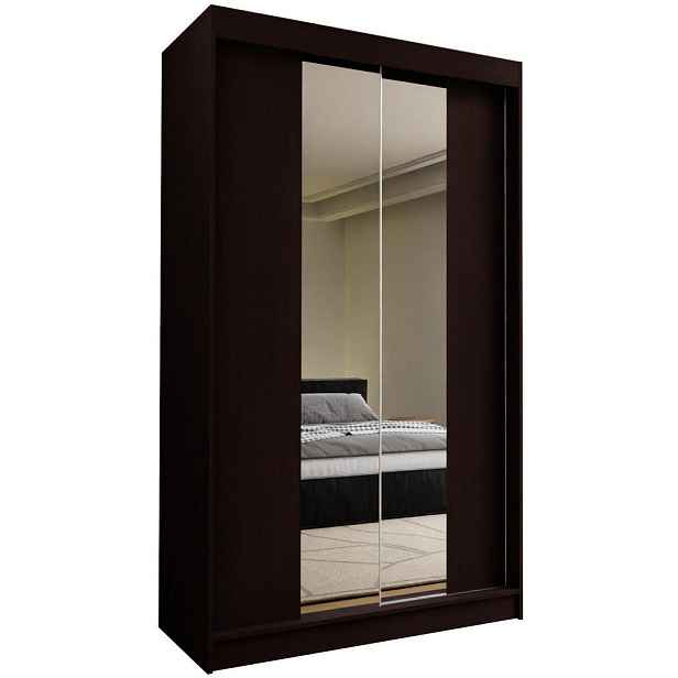 MASSENO ŠATNÍ SKŘÍŇ S POSUVNÝMI DVEŘMI LUCENZA, 120/216/61 cm 2dveřová se zrcadlem, dekor wenge