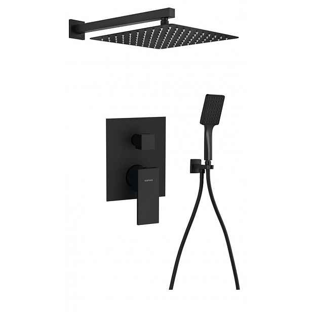 Sapho Cubemix - Sprchový set s baterií pod omítku, s tělesem, 30x30 cm, matná černá CM042B-01