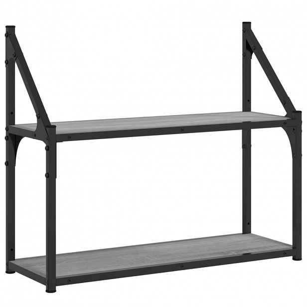 vidaXL 2patrová nástěnná police šedá sonoma 60 x 21 x 51 cm kompozit