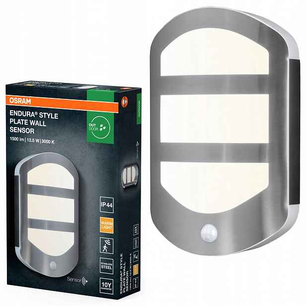 Zahradní nástěnné svítidlo Led Fasádní lampa Snímač pohybu 12.5W 3000K IP44 Osram