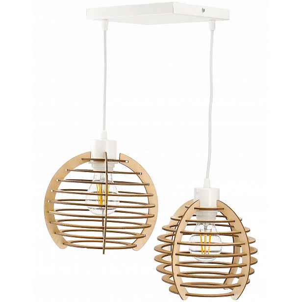 Závěsná lustrová lampa s závěsným stropním stínidlem, dřevo