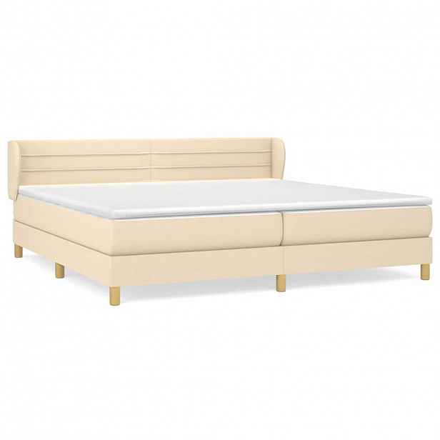 vidaXL Box spring postel s matrací krémová 200x200 cm textil
