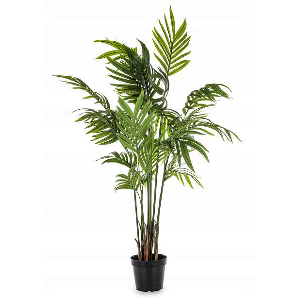 Rostlina Palma exotická umělý stromek 129 cm zelená v květináči