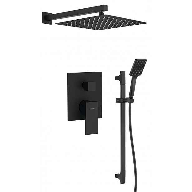 Sapho Cubemix - Sprchový set s baterií pod omítku, s tělesem, 30x30 cm, matná černá CM042B-02
