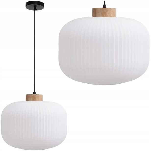 Skleněná Závěsná Lampa Bílá APP1069-CP E27 Boho Skandinávská, Stylová Japandi