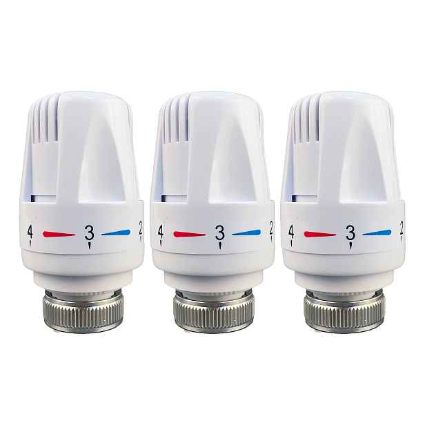 TEMU 3ks Chytré Náhradní Hlavy Termostatních Ventilů Radiátoru - Závit M30*1.5, Bílá ABS + Bronzová, Regulace Teploty 4-120° Domácí a Kancelářské
