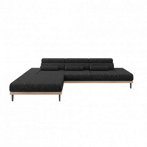 ALTDECOR ELEKTRICKÁ rohová pohovka MONA, levá, 316x205x85 cm, černá, velur