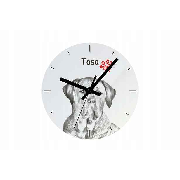 Tosa Inu hodiny se psem, závěsné a stojící, personalizace fotografií, 20 cm