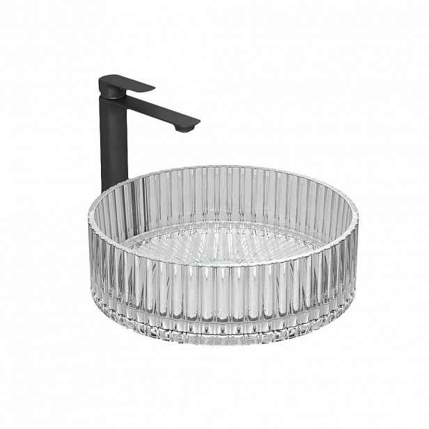 EMKE UMYVADLO na desku, sklo, bílá, Ø42/14 cm