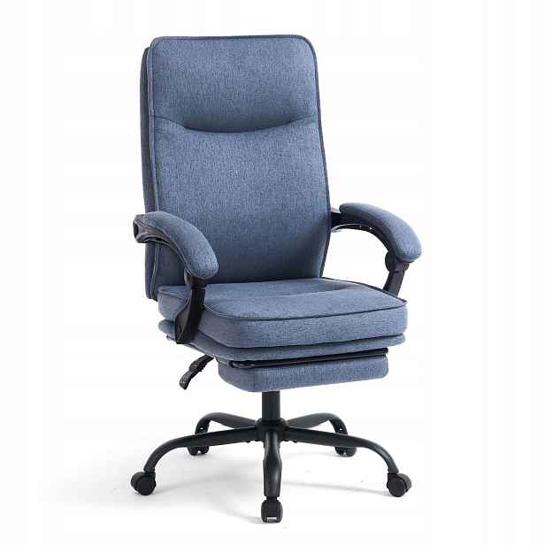 Kancelářská židle Mzlee Ergonomická, modrá, s podnožkou a regulací