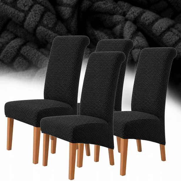 Potah Na Židli XXL Žakár Jedlový 4KS Elastický Oeko-tex Černý