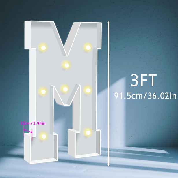 TEMU [Teplá žlutá LED písmena] Velká 3ft světelná písmena, 36,02" teplá žlutá LED světelná mozaiková písmena A-Z +, ideální pro narozeniny, promoce,