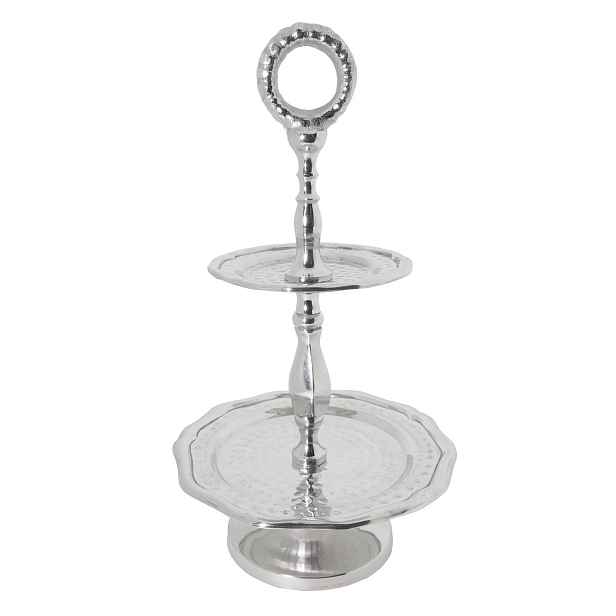 Kovový etažér Shiny Silver -   Ø 16*29 cm Clayre & Eef