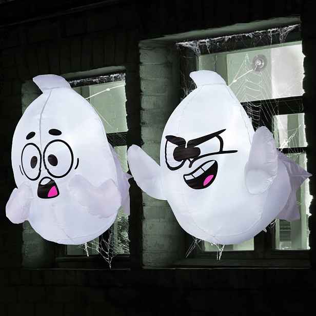 Nafukovací duch na Halloween s vestavěnou Led diodou, 2 kusy
