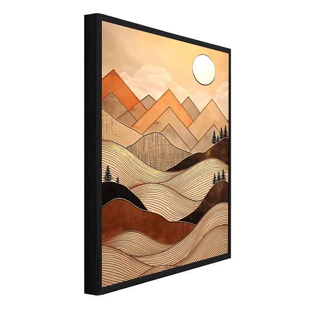 Strukturální Obraz V Černém Rámu Hory Krajina Boho Obývací Pokoj Ložnice 120x80