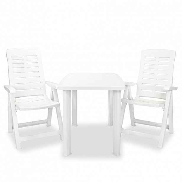 vidaXL 3dílný bistro set plastový bílý