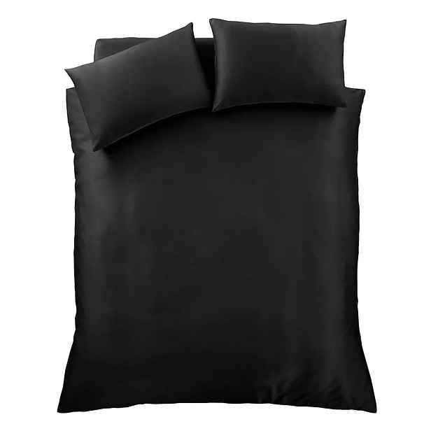 Černé saténové povlečení na dvoulůžko/prodloužené 230x220 cm Silky Soft – Catherine Lansfield
