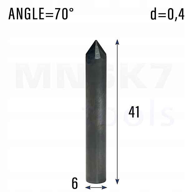 Diamantová fréza Pcd do žuly stopka 6 mm fi 0,4 x 41 70° Cnc