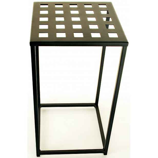 Držák Na Květináč stojící kovový ažurový Černý 40 cm 1 police 22x22 cm