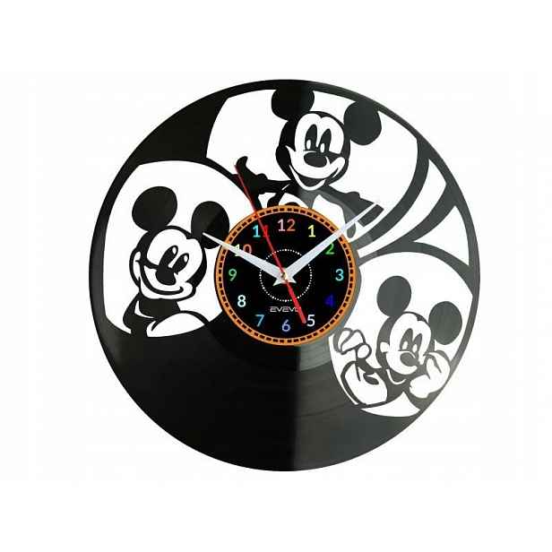 Mickey Mouse Myška Dekorativní Nástěnné Hodiny Moderní Vinylová Deska Víno