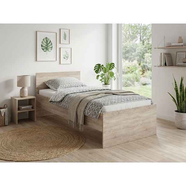 Postel ELISA 90 x 200 cm, dub sonoma Rošt: S lamelovým roštem, Matrace: Bez matrace