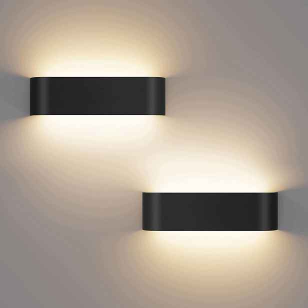 Led nástěnné svítidlo 2 ks černé 16 W 29,5 cm, nástěnná horní část, 3 barvy světla