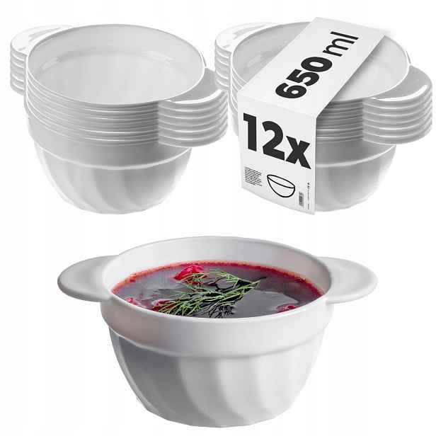 Miska Misky Na Polévku 650 ml Misky Vývar Flaczarka Bílá Komplet 12x