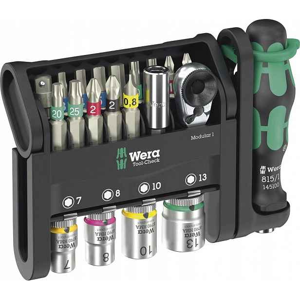 Sada bitů a nástavců s ráčnou 1/4" Tool-Check Modular 1 Wera