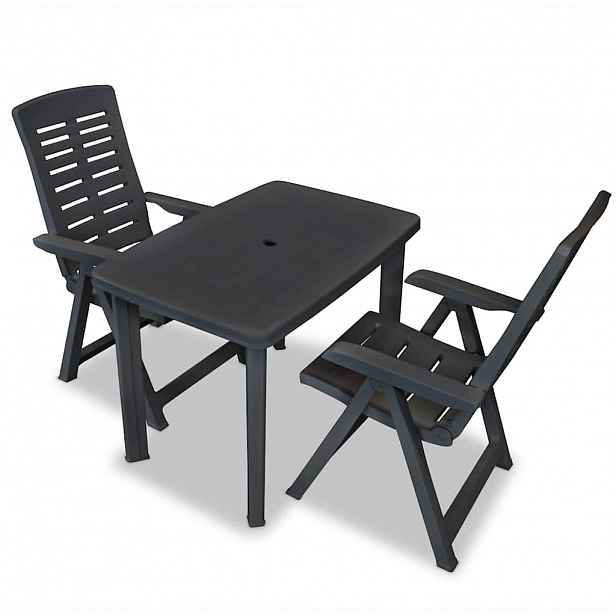 vidaXL 3dílný bistro set plastový antracitový