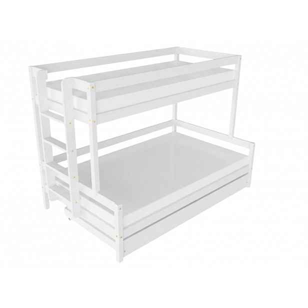 Benlemi Patrová postel LUCKY s bočním žebříkem 90x200, 120x200 cm Zvolte barvu: Bílá, Zvolte šuplík: Přistýlka 90x190 cm, Zvolte stranu: Vlevo