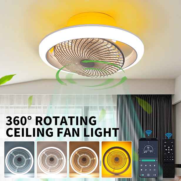49cm Chytrý stropní ventilátor s osvětlením, Cct, dálkové/app ovládání, 360° rotace, 7700lm