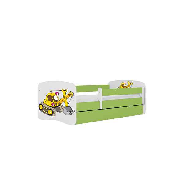 Kocot kids Dětská postel Babydreams bagr zelená, varianta 80x180, bez šuplíků, s matrací
